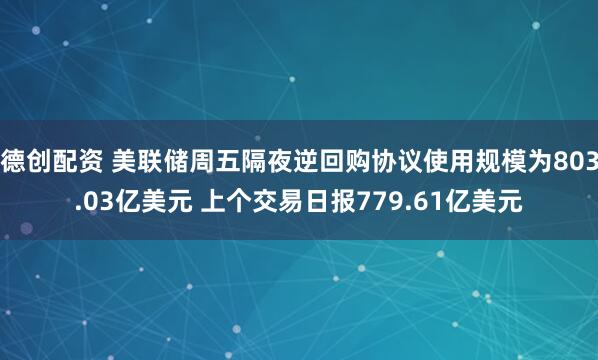 德创配资 美联储周五隔夜逆回购协议使用规模为803.03亿美元 上个交易日报779.61亿美元