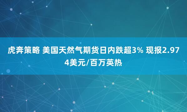 虎奔策略 美国天然气期货日内跌超3% 现报2.974美元/百万英热